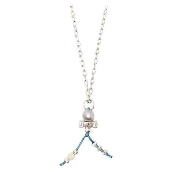 NWT CHAN LUU Peacock Grey Pearl Tassled Necklace - Picture 1 of 4